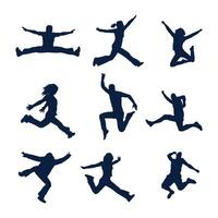 Hand drawn man jumping silhouette collection vector