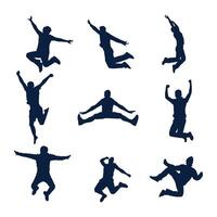 flat design man jumping silhouette set vector