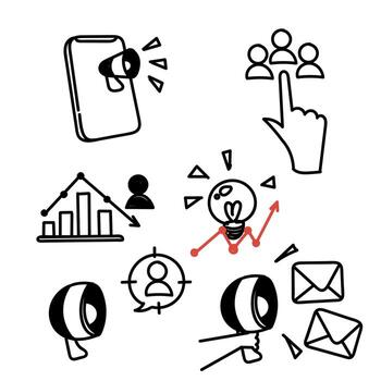 a set of icons depicting various types of communication vector