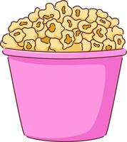 Cartoon Popcorn in Pink Bucket Illustration vector
