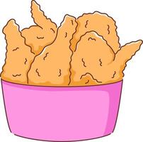 Cartoon Fried Chicken Bucket Illustration vector