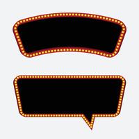 Retro circus Marquee Sign Set Vintage Light Frame Banner, Editable Neon Speech Bubble Signboard Design vector