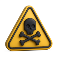 A yellow triangle with a skull and crossbones on it png