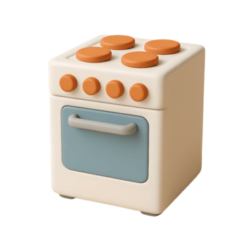 uma brinquedo forno com laranja e azul botões png