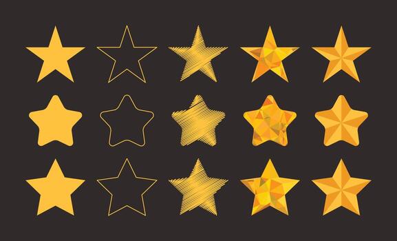 A versatile set collection of stars in various shapes and styles. Perfect for decoration, backgrounds, icons, and creative graphic design projects. vector