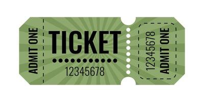 Simple ticket template design with green color and bold text vector