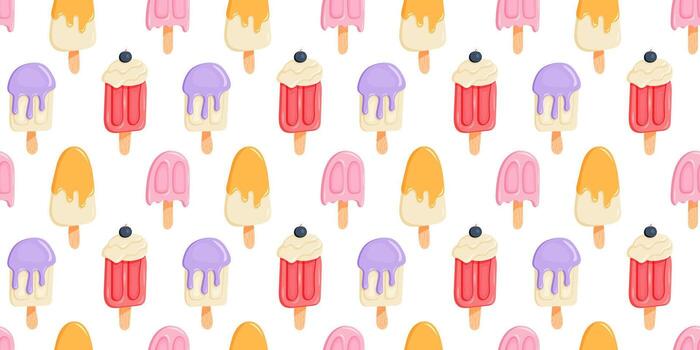 helado modelo con vistoso hielo crema en blanco antecedentes vector