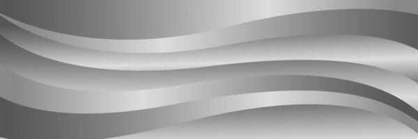 Abstract silver metallic wave background with smooth fluid curves. Luxury banner design vector