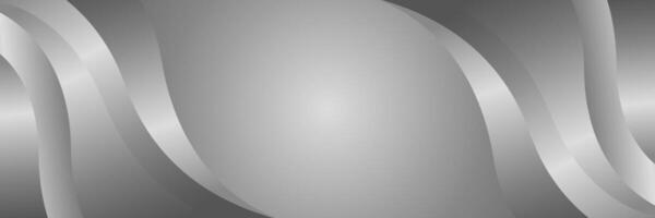 Abstract Silver metallic banner background with smooth fluid curves vector