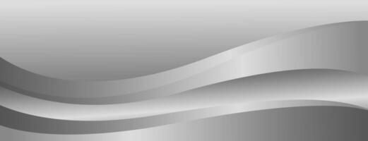 Abstract silver metallic wave background, banner design vector