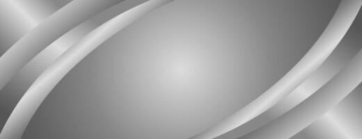 Silver metallic background with smooth curves. Abstract luxury banner design vector