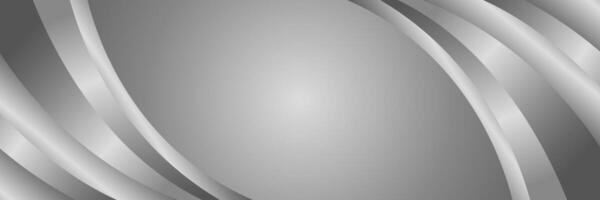 Abstract silver metallic background with smooth curves. Elegant luxury banner design vector