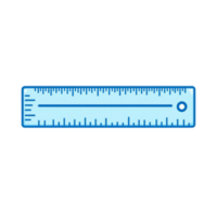 Simple Light Blue Ruler Illustration with Measurement Marks and a Small Circle png