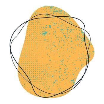 Blob with Grunge Texture in Hand Drawn Style Isolated on White Background. Liquid organic yellow silhouette figure. Irregular dynamic shapes. Modern asymmetric spots vector