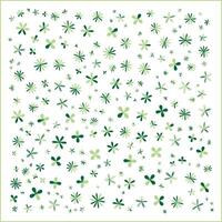 Seamless Green Floral Pattern Stylized Repeating Five-Petal Flowers on White Background vector