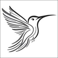 Elegant Hummingbird in Flight Abstract Gray Line Art on White vector