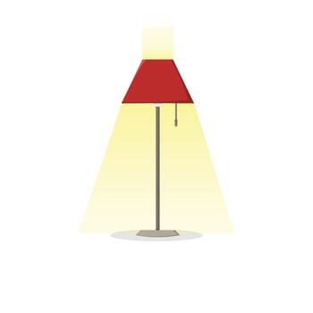 A lamp with a red shade on top of it vector