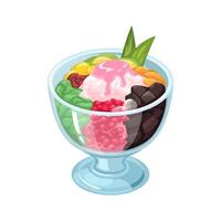 Ice cream sundae with colorful toppings vector