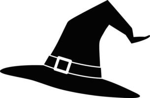 Classic Black Witchs Hat with Buckle Halloween Costume Accessory. vector