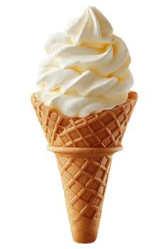 Double Layered Vanilla Soft Serve Ice Cream Cone on Transparent Background for Design png