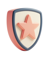 3D Shield with Star Icon for Security and Protection in Digital World Isolated on Transparent png