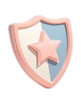 3D Render of Pink Shield with Star for Security and Protection on Transparent Backdrop png