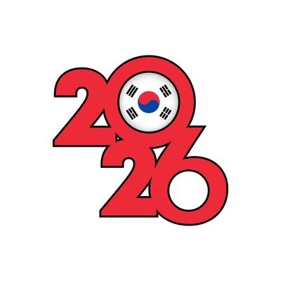2026 banner with South Korea flag inside.