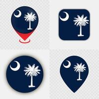 South Carolina icons with palm tree and moon vector