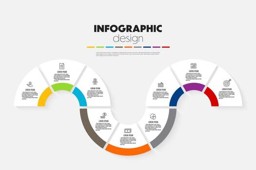 Infographic template with icon 9 step modern infographic design for presentation vector