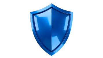 3D blue shield symbol with a glossy finish png