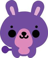 A purple bunny with black eyes and pink ears vector