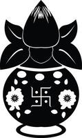 A black and white illustration of a flower pot with a flower on top vector