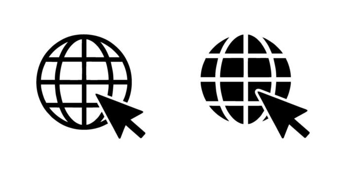 globe icons with cursor pointer symbols vector