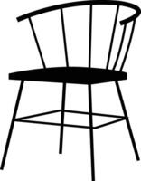 Minimalist Open Back Armchair with Curved Spindles and Sleek Metal Legs, silhouette chair Illustration vector
