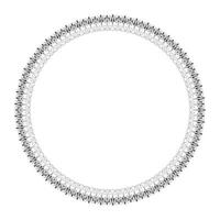 Circle frame with black and white floral ornament. Round frame with floral pattern. Elegant element for design in Eastern style, place for text. Pattern frame arabesque. For invitations, textiles vector