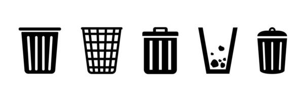Bin icon set. Trash bin icon. Dustbin sign icon. Trash can icon set vector