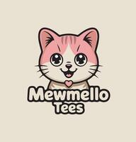 Cute cat logo for Mewmello Tees vector