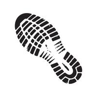 Black and white illustration of a grungy shoe print sole with textured detailing great for backgrounds and forensic science concepts vector