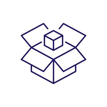 Cube in Box Outline Line Icon for Graphics and Web Design, Apps, Adverts, Various Cards vector