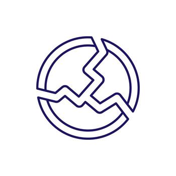 Broken Plate Outline Linear Sign for Graphic and Web Design, Apps, Adverts, Various Cards vector