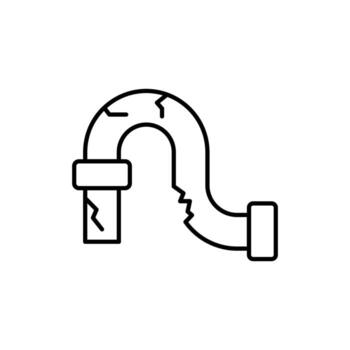 Broken Pipe and Water Leak Minimalistic Outline Icon for Web and Graphic Design, Apps, Banners, Social Network and Cards vector