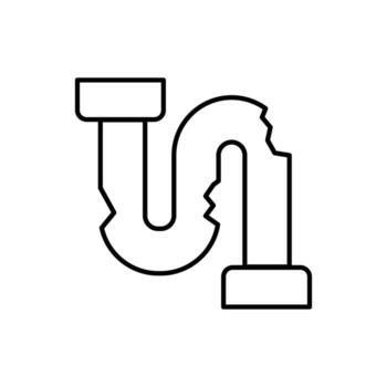 Broken Pipe and Water Leak Minimalistic Icon Pictogram for Web and Graphic Design, Apps, Banners, Social Network and Cards vector