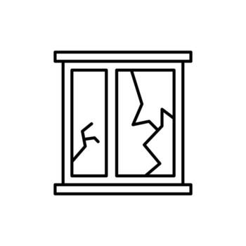 Broken Window Minimalistic Outline Icon for Web and Graphic Design, Apps, Banners, Social Network and Cards vector