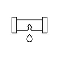Broken Pipe and Water Leak Minimalistic Linear Sign for Web and Graphic Design, Apps, Banners, Social Network and Cards vector