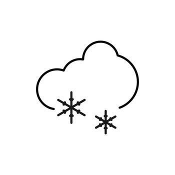Snow under Cloud Outline Line Icon for Graphic and Web Design, Apps, Adverts, Various Cards vector