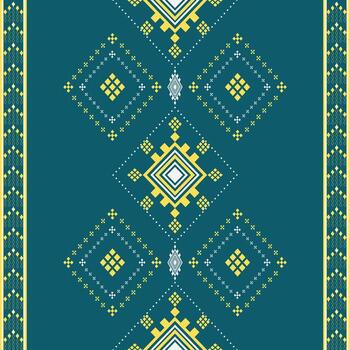 geométrico modelo tela y alfombra presentando diamante y cuadrado formas vector