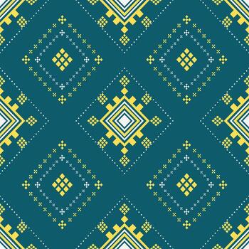 tela y alfombra con geométrico modelo en diamante y cuadrado formas vector