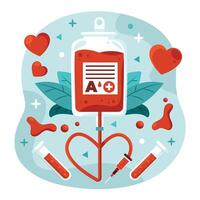 Blood donation supplies and heart symbol vector