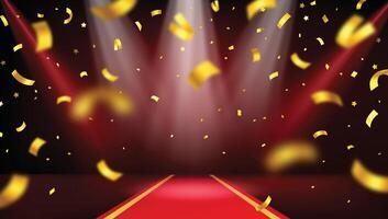 Red carpet with confetti background vector