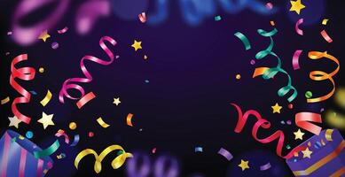 Colorful confetti and ribbons background vector